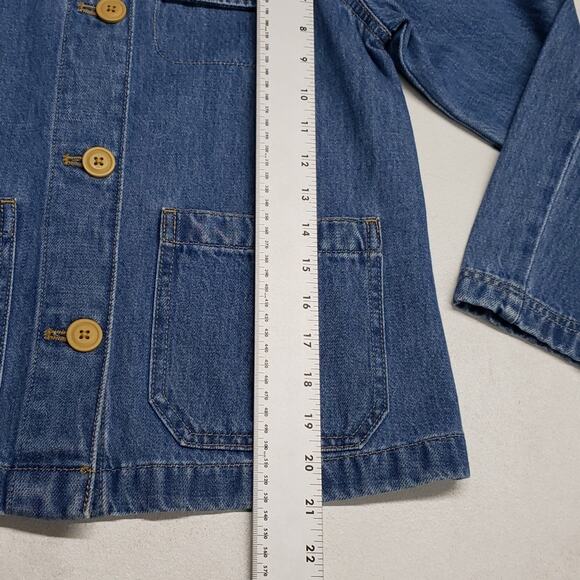 Crewcuts J. Crew Girls' Denim Chore Jacket Sherpa Trim Large 10/11 Barn Jacket - Picture 11 of 12